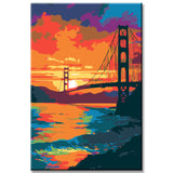 Sunset Golden Gate Bridge Painting by Numbers - Shipping from DE