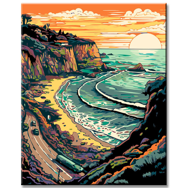 Ocean Road Sunrise Painting by Numbers - Shipping from DE