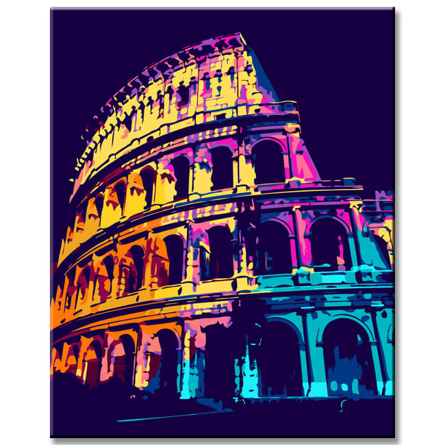 Pop Art Colosseum Rome Painting by Numbers - Shipping from DE