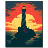Lighthouse on Rocks - Paint by Numbers