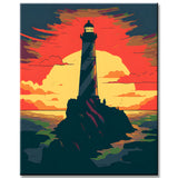 Lighthouse on Rocks - Paint by Numbers