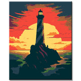 Lighthouse on mountain top - painting by numbers