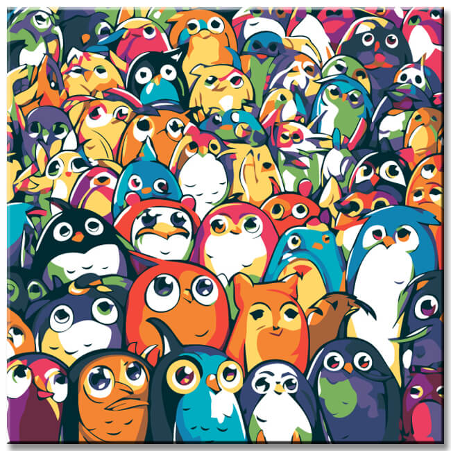 Paint by Numbers Kawaii Penguins