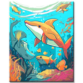 Paint by Numbers for Kids Colorful Dolphins in the Ocean