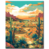 Colorful Nevada Desert with Cacti Painting by Numbers