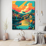 Painting by numbers cabins by the lake - shipping from DE