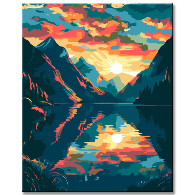 Magical lake landscape: painting by numbers - shipping from DE