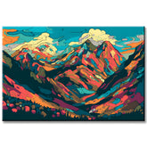 Paint by Numbers Colorful Illustration Mountain Landscape