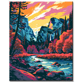 Mountain landscape in Yosemite painting by numbers - shipping from DE