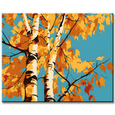 Birch Tree with Yellow Leaves - Paint by Numbers
