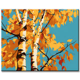 Birch Tree with Yellow Leaves - Paint by Numbers