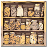 Shelf with storage jars - Paint by numbers