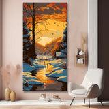 Stream in the snow - painting by numbers