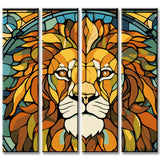 Painting by Numbers Lion Head Tiffany Glass Art 4-Panel