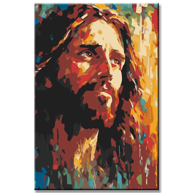 Colored Jesus Portrait Painting by Numbers