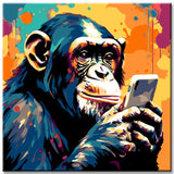 Painting by Numbers Chimpanzee with Cell Phone