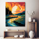 Mountain landscape with river painting by numbers