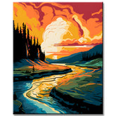 Mountain Landscape with River Painting by Numbers