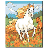 Jumping Horses in The Field Painting by Numbers