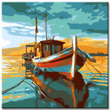 Paint by Numbers Fishing Boat Painting