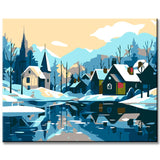 Painting by Numbers Winter Village by The River
