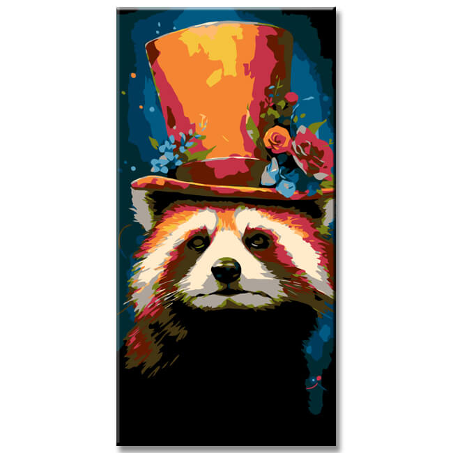 Painting by numbers: Red panda with a top hat