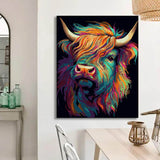Painting by numbers: Highland cattle in vibrant colors