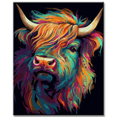 Painting by numbers: Highland cattle in vibrant colors
