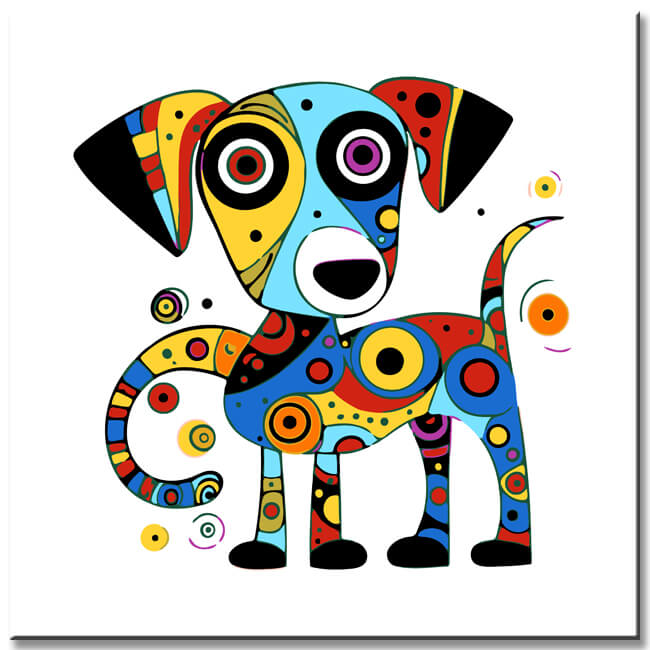 Jack Russell in Miró style - painting by numbers