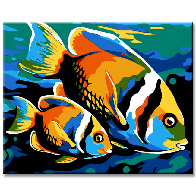 School of angel fish - painting by numbers