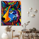 Painting by numbers: Colorful wolf in the style of Picasso and the Wild Beast