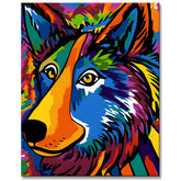 Paint by Numbers: Colorful Wolf in Picasso's Style
