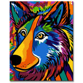 Painting by numbers: Colorful wolf in the style of Picasso and the Wild Beast