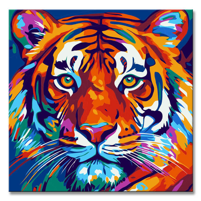 Painting by Numbers: Colorful Tiger in Picasso Style