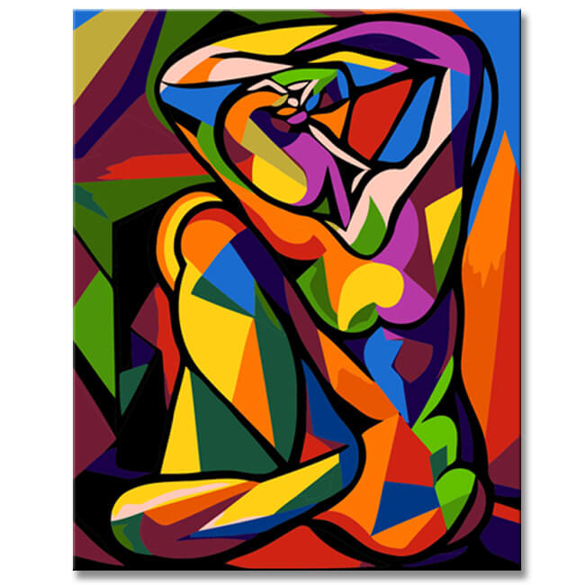 Painting by Numbers - Yoga picture of a woman in Picasso style