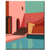 Paint by Numbers Modern Art Colorful House with Pool