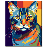 Colorful American Shorthair Cat Painting by Numbers