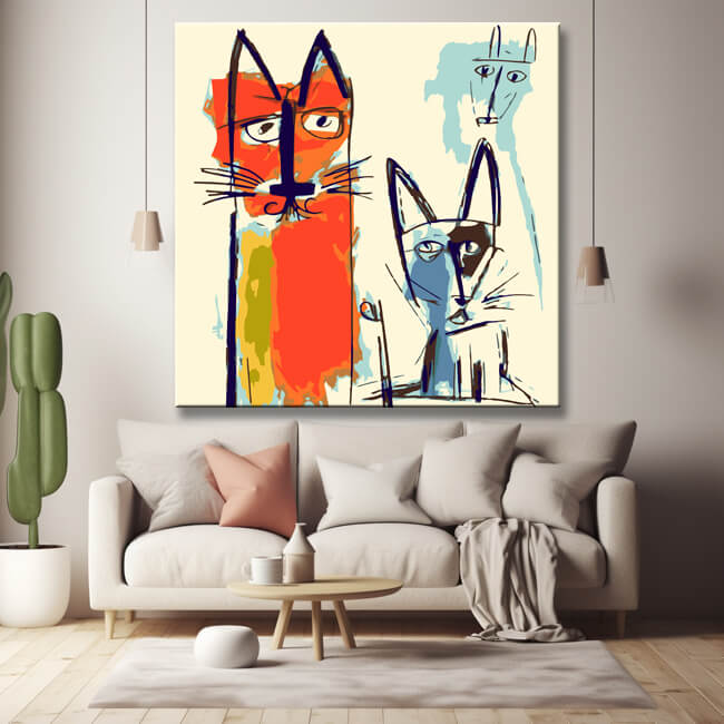 Picasso-Inspired Dog and Cat Sketches - Paint by Numbers