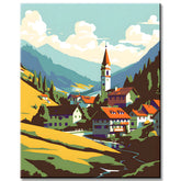 Paint by numbers mountain village in Austria