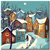 Paint by Numbers Colorful Houses Painting in Winter