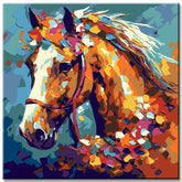 Paint by numbers horse painting with flowers