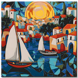 Mediterranean Coastal Scene Paint by Numbers