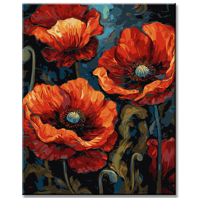 Poppy splendor: painting by numbers