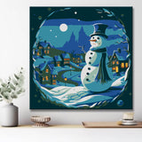 Snowman in the moonlight - painting by numbers