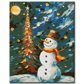 Christmas Tree with Snowman - Paint by Numbers