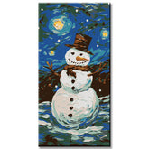 Starry Night Style Snowman - Painting by Numbers
