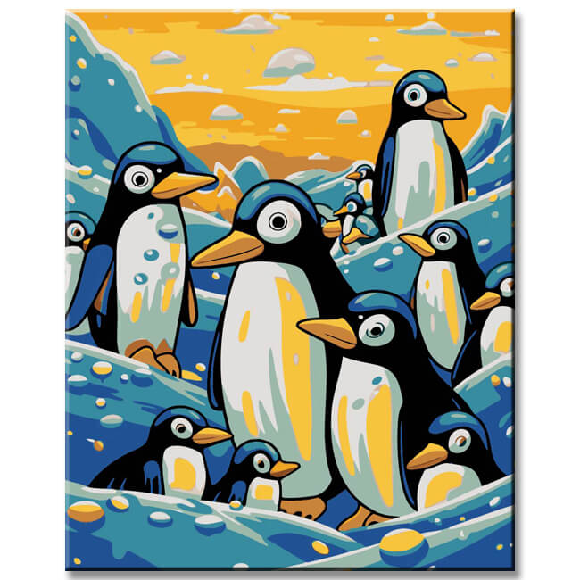 Playing penguins - painting by numbers