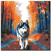 Painting by numbers Husky dog â??â??in the forest