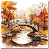 Painting by numbers bridge in landscape
