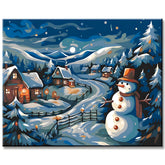 Paint by Numbers Winter Village Snowman